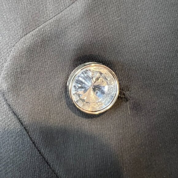 CC Couture Black Satin look Evening Jacket with Rhinestone buttons, Size Medium - Picture 4 of 13